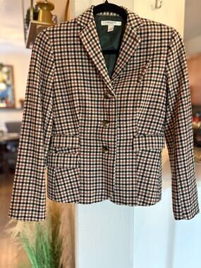 Liz Claiborne Women's Checkered Three-Button Blazer VTG Size 4Petite
